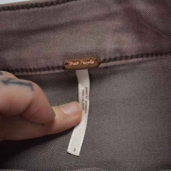 Free People Button Up Mini Skirt Mauve Brown Womens 2 - Picture 2 of 5